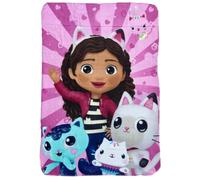 CARTOON Plaid Bambini 100 x 140 cm copertina morbida in pile 100% Poliestere 220 GSM calda e leggera ideale per cameretta lettino o divano (Gabby’s Dollhouse)