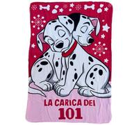 CARTOON Plaid Bambini Carica dei 101 tema natale 100 x 140 cm copertina morbida in pile 100% Poliestere 220 GSM calda e leggera ideale per cameretta lettino o divano