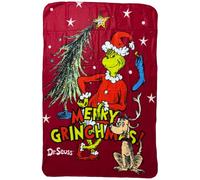 CARTOON Plaid Grinch per tutte le età 100 x 150 cm calda coperta in pile 100% morbido poliestere 210 gsm