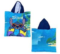 CARTOON Poncho Mare, accappatoio in microcotone, spiaggia, piscina, 50 x 100 cm (Stitch, blu)