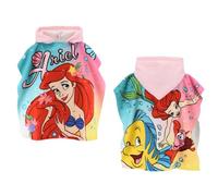 CARTOON Poncho Mare Bambina Ariel Disney Sirenetta con Cappuccio Accappatoio Microfibra 110x55 cm Asciugatura Rapida 240 GSM Ideale Piscina e Spiaggia Flounder Sebastian