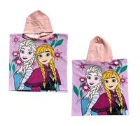 CARTOON Poncho Mare Bambina Frozen 50x100 cm Accappatoio Microfibra 100% Poliestere Asciugatura Rapida Telo Poncho con Cappuccio Elsa e Anna Idea Regalo Disney