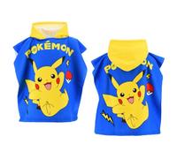 CARTOON Poncho Mare Bambini Pokémon Pikachu con Cappuccio Accappatoio Microfibra 110x55 cm Asciugatura Rapida 240 GSM Ideale Piscina e Spiaggia Design Poké Ball