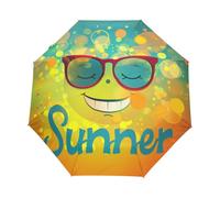 Cartoon Pop Cool Giallo Estivo Ombrello Pieghevole Automatico Ombrelli Antivento Protezione UV da Viaggio per Bambini Ragazzi Ragazze