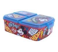 CARTOON Portamerenda multiscomparto in plastica riutilizzabile, contenitore per il pranzo tre scomparti scuola tempo libero (Topolino 2)