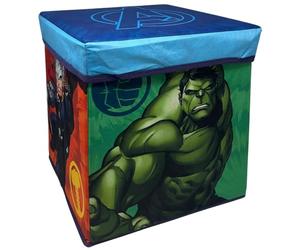 CARTOON Pouf contenitore pieghevole Avengers Marvel 30 cm per cameretta seduta portaoggetti salvaspazio in tessuto rigido ideale per giochi libri e vestiti