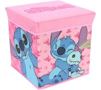 CARTOON Pouf Scrump e Stitch rosa per bambini Disney multifunzione contenitore porta oggetti per sedersi 30 cm