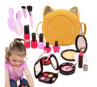 Cartoon Princess Makeup Kit Girls, Pretend Cosmetics Set, Portable Eye Shadow, Lipstick, Nail Polish, Rule Toy for Kids, Fun Hands-On and Imagination Development
