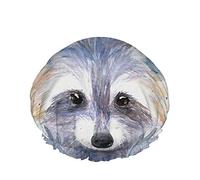 Cartoon Procione Cuffie da doccia Acquerello Animale Viso carino Disegnato a mano Pittura a spruzzo Donne Riutilizzabili Copricapo a doppio strato Cappello da doccia morbido per tutta la lunghezza d