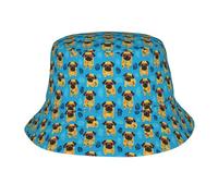 Cartoon Pug Dogs Leaves Uomo Donna Cappello da Pescatore Classico Cappello da Sole Traspirante Cappelli Estivo per Campeggio Pesca Escursionismo All'Aperto