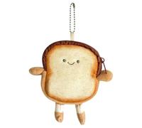 Cartoon Purse - Cartoon Pouch Keychain, Peluche Toast Wallet with Metal Clasp, Soft Polyester Fabric, Secure Zipper Closure, for Earphone Key Small Item Women Girlfriend Daily Accessory