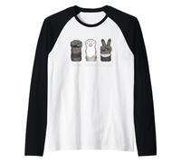Cartoon Raccoon Paws Rock Paper Forbici Maglia con Maniche Raglan