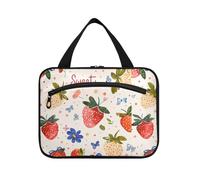 Cartoon Red Strawberry Flowers Hanging Travel Cosmetic Bag con gancio, Designer Lavabile Impermeabile Sacchetto Cosmetico per Adulti Hotel bolso de maquillaje para Mujer L