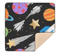 Cartoon Rocket Space Childlike Soft Foam Thick Play mat per il pavimento impermeabile pieghevole neonato tappetino da gioco per neonati neonati bambini, 127 x 127 cm con Musica para Bebes