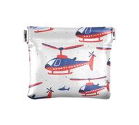 Cartoon Rosso e Blu Elicottero Donna In Pelle Moneta Cambia Borsa Comodo Oggetti Personali Organizzatore per le Signore, cartone animato, rosso, e, blu, elicottero, 1 size, Stampa artistica