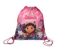 CARTOON Sacca con spallacci in corda e chiusura a coulisse borsa 40 x 35 cm accessorio per bambini (Gabby's Dollhouse)