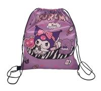 CARTOON Sacca con spallacci in corda e chiusura a coulisse borsa 40 x 35 cm accessorio per bambini (Kuromi)