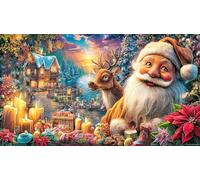 Cartoon-Santa-with-hearts-and-candy-canes Puzzle per donne e uomini 1000 pezzi Carta riciclata Gioco familiare divertente & stimolante Giochi educativi Bellissimo puzzle decorativo 38x52/1000 pezzi