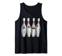 Cartoon Scared Bowling Pins - Funny Sport Bowler Tee Canotta