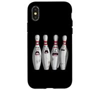 Cartoon Scared Bowling Pins - Funny Sport Bowler Tee Custodia per iPhone X/XS