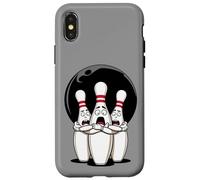 Cartoon Scared Bowling Pins - Funny Sport Bowler Tee Custodia per iPhone X/XS
