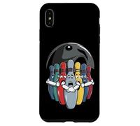 Cartoon Scared Bowling Pins - Funny Sport Bowler Tee Custodia per iPhone XS Max