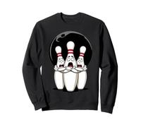 Cartoon Scared Bowling Pins - Funny Sport Bowler Tee Felpa