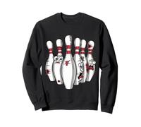 Cartoon Scared Bowling Pins - Funny Sport Bowler Tee Felpa