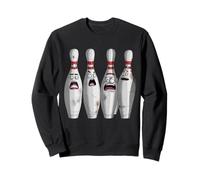 Cartoon Scared Bowling Pins - Funny Sport Bowler Tee Felpa