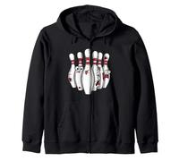 Cartoon Scared Bowling Pins - Funny Sport Bowler Tee Felpa con Cappuccio