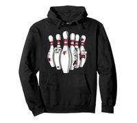 Cartoon Scared Bowling Pins - Funny Sport Bowler Tee Felpa con Cappuccio