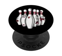 Cartoon Scared Bowling Pins - Funny Sport Bowler Tee PopSockets PopGrip Adesivo