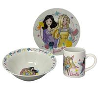 CARTOON Set 3 pezzi in ceramica Barbie tazza ciotola piatto stoviglie per bambini servizio da tavola in confezione