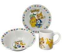 CARTOON Set 3 pezzi in ceramica Pikachu Pokémon tazza ciotola piatto stoviglie per bambini servizio da tavola in confezione
