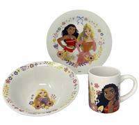 CARTOON Set 3 pezzi in ceramica Principesse Disney tazza ciotola piatto stoviglie per bambini servizio da tavola in confezione
