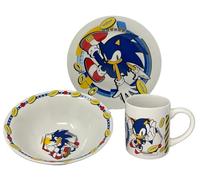 CARTOON Set 3 pezzi in ceramica Sonic tazza ciotola piatto stoviglie per bambini servizio da tavola in confezione