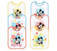 CARTOON Set 6 Bavetti Topolino Disney Impermeabili Cotone con Retro EVA Chiusura Elasticizzata 27x22 cm per Neonati e Prima Infanzia
