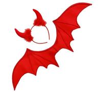 CARTOON Set accessori per travestimento da diavolo ali e cerchietto rosso costumi halloween