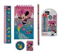 CARTOON Set cancelleria, Disney, Marvel, 5 pezzi, block notes, matite, accessori, idea regalo (Minnie)