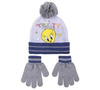 CARTOON Set cappello e guanti Titti berretto con pon pon guanti magici per bambini