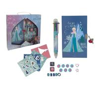 CARTOON Set Diario Segreto con Lucchetto e Accessori Kit Creativo Bambina con Penna 6 Colori Stickers Washi Tape Timbri e Stencil Idea Regalo Originale (Frozen)