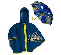 CARTOON Set mantellina pioggia e ombrello Cavaliere Oscuro impermeabile in PVC ombrello manuale per bambini