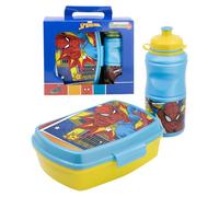 CARTOON Set Pranzo per Bambini Spiderman Marvel Lunch Box e Borraccia Antigoccia 2 pezzi in plastica riutilizzabile BPA free