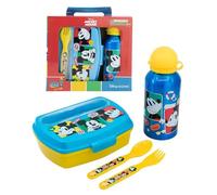 CARTOON Set Pranzo per Bambini Topolino Disney completo portamerenda Lunch Box con Posate e Borraccia in alluminio 400 ml Perfetto per Scuola e Attività Sportive