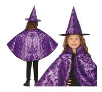 CARTOON Set travestimento da Strega 2 pezzi cappello e mantello 50 cm costume per adulto halloween carnevale feste a tema horror (8 anni)