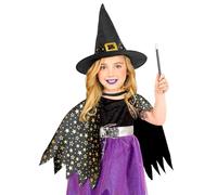 CARTOON Set travestimento da Strega 2 pezzi cappello e mantello costume per bambini halloween carnevale 3-5 anni