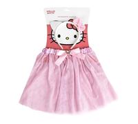 CARTOON Set Travestimento Hello Kitty Bambina Gonna Tulle Rosa con Fiocco Glitter e Cerchietto Orecchie Hello Kitty Costume Principessa per Feste Carnevale e Gioco Idea Regalo Sanrio