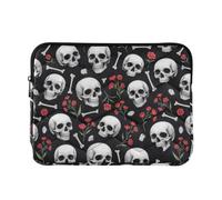 Cartoon Skeleton Red Top-Zip Laptop Sleeve | Elegante custodia per computer portatile per lavoratori remoti, stampa fronte/retro e fodera in morbido velluto