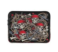 Cartoon Skeleton Red Zip Laptop Sleeve | Custodia per computer portatile: poliestere resistente all'acqua, fodera morbida al tatto, esterno grafico, dimensioni medie