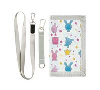 Cartoon stile giapponese carino coniglietti trifold minimalista portafoglio per viaggio pop mens piccolo portafoglio con cordino, cartone animato, stile giapponese, carino, coniglietti, 1 size